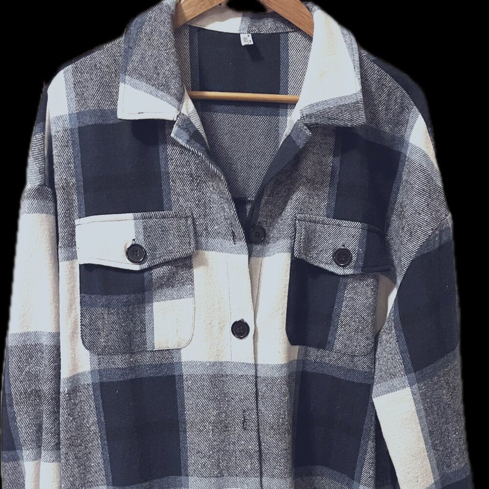 IN'VOLAND Women's Plus Size Flannel Plaid Shacket